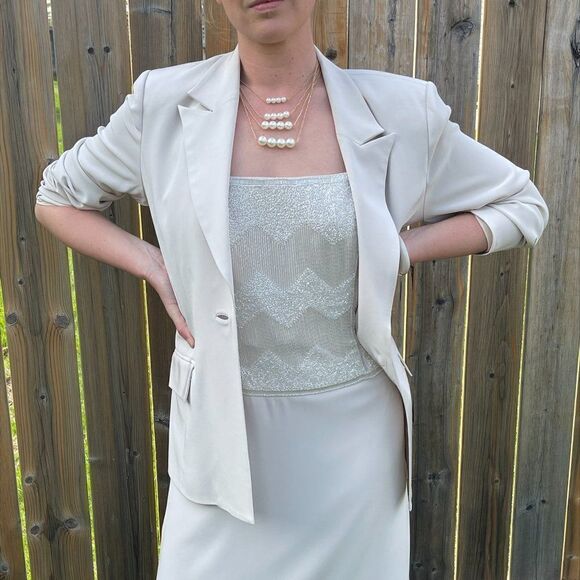 Vintage knee length dress with matching tailored jacket, EUC, extensively beaded - Picture 1 of 15